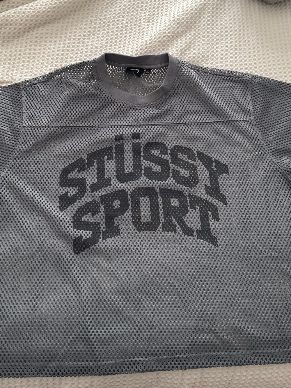 Stussy Grey Mesh Crewneck Sweatshirt - Picture 3 of 4